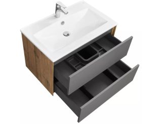 Тумба под раковину Акватон Сохо 75см дуб веллингтон/графит 1A258101AJA00