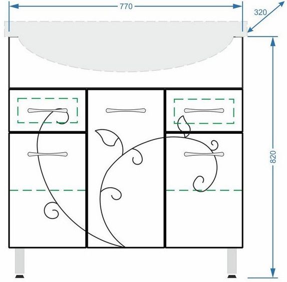 Тумба под раковину Stella Polar Фантазия 80см белый SP-00000229