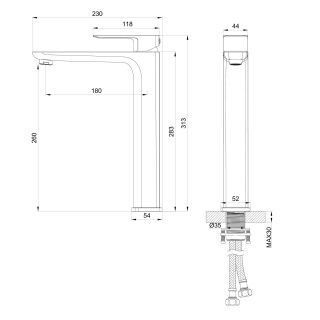 Смеситель для раковины Wonzon & Woghand Edge WW-88239003-BG брашированное золото