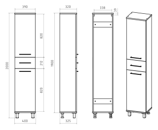 Напольный шкаф - пенал Misty Терра 40см левый серый