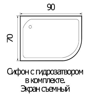 Душевой поддон RIVER 90*70*26 L
