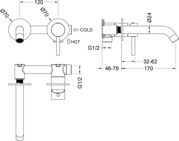 Смеситель для раковины встроенный Timo Saona 2372/03SM Черный