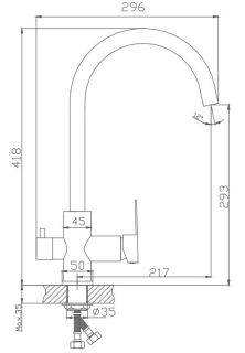 Смеситель для кухни Haiba HB76801 с переключением фильтра для питьевой воды сталь