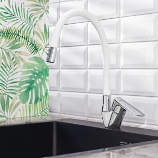 Смеситель для кухни BOOU B8274-10F-E306A хром/белый