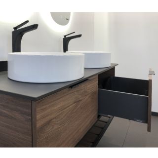 Тумба Comforty Порто 120-1 дуб тёмно-коричневый с черной столешницей c раковиной COMFORTY 9110