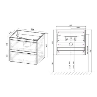 Тумба под раковину Vincea Vico VMC-2V600RW 60 см