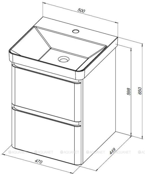 Тумба под раковину Aquanet Эмбер 330463 50 см белый матовый