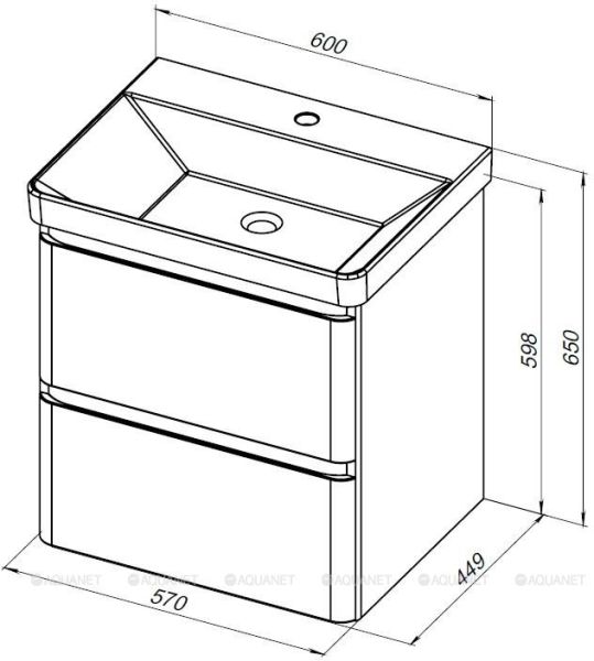 Тумба под раковину Aquanet Эмбер 330465 60 см белый матовый