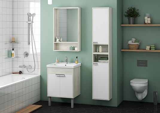 Тумба под раковину Акватон Флай 60см белый/дуб крафт 1A237301FAX10