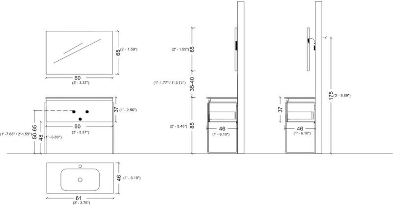 Тумба под раковину Armadi Art Vallessi 60см дуб светлый 837-060-L