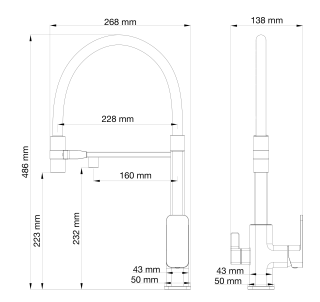 Смеситель для кухни Wonzon & Woghand WW-88458012-BG?MW) с гибким изливом и подключением фильтра брашированное золото/белый