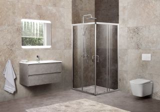 Душевой уголок прямоугольный, хром BelBagno UNIQUE-A-2-85/100-C-Cr