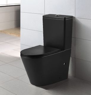 Унитаз-компакт Azario Vetro Z-2149-MB черный безободковый с бачком и сиденьем микролифт