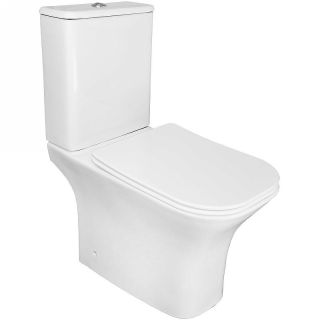 Унитаз напольный Azario FRETTA SQUARE 650х340х770 безободковый с бачком и сиденьем микролифт (AZ-1215 + AZ-1216)