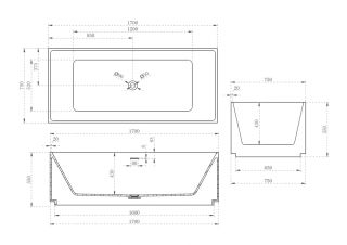 Ванна из искусственного камня ABBER Stein AS9602 170x75см белый