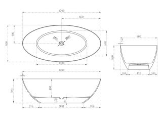 Ванна из искусственного камня ABBER Stein AS9625-1.7 170x80см белый матовый