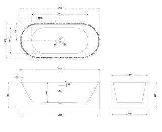 Ванна из искусственного камня ABBER Stein AS9653 170x75см белый матовый