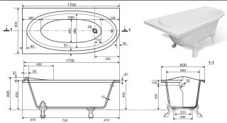 Ванна из литьевого мрамора Эстет Венеция ФР-00001848 Л 170x80см белый