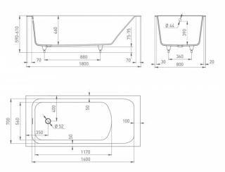 Ванна из искусственного камня Salini Orlanda S-Sense 102012G 180x80см белый глянцевый