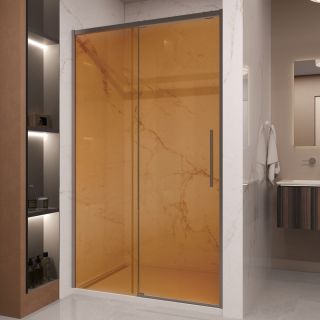 Душевая дверь Vincea Stella VDS-1ST120GSGM, 1200, вороненая сталь, стекло янтарь