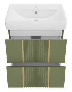 Подвесная тумба под раковину Brevita Vega VEG-09060-0802Я 60см зелёный/золото