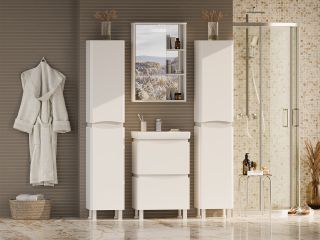 Зеркальный шкаф с подсветкой Misty Венера левый 55см белый