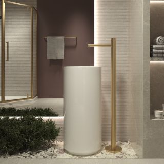 Смеситель для раковины напольный Vincea Rim VFBF-2R1BG, однорычажный, брашированное золото