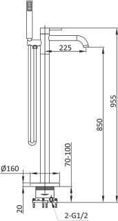 Смеситель для ванны напольный Vincea Desire VTF-1DMB с регулятором давления, однорычажный, черный