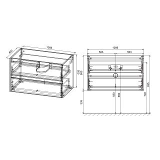 Тумба под раковину Vincea Gio VMC-2G100NO 100 см