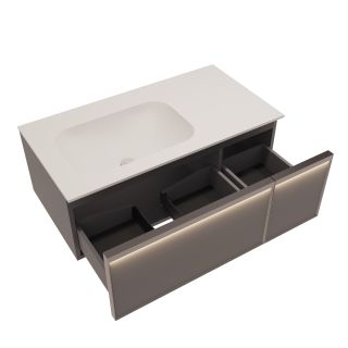 База под раковину Vincea Elise 1000 подвесная, левая, 2 выкатных ящика soft-close, серый матовый