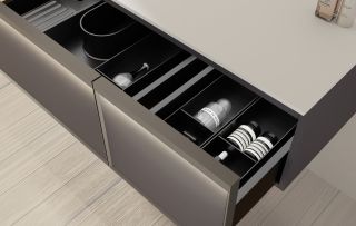 База под раковину Vincea Elise 1200 подвесная, левая, 2 выкатных ящика soft-close, серый матовый