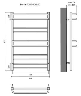 Водяной полотенцесушитель Aquatek Бетта AQ KRC1080CH П10 50x80см хром