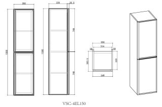 Шкаф Vincea Elise VSC-4EL150MG подвесной, 1500*350*350, серый матовый Soft-touch