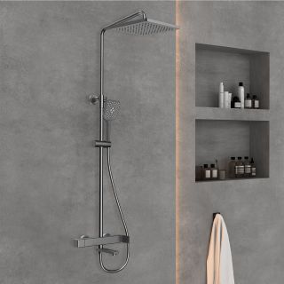 Душевая система Vincea Cube VSFS-1C1GM вороненая сталь