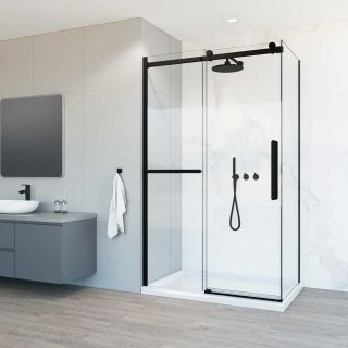 Душевой уголок Vincea Como Soft VSR-1CS9011CLB, 1100*900, черный, стекло прозрачное