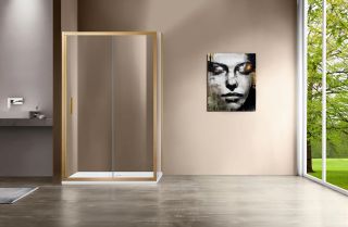 Душевой уголок Vincea Garda VSR-1G1015CLG, 1500*1000, брашированное золото, стекло прозрачное