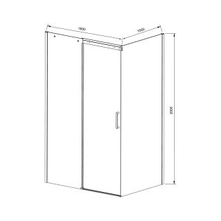 Душевой уголок Vincea Dice VSR-4D1016CLGM, 1600*1000, вороненая сталь, стекло прозрачное