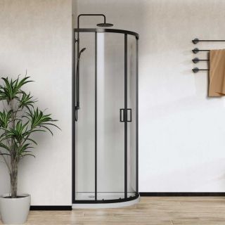 Душевой уголок Vincea City VSQ-5CT900CLB, 900*900, черный, стекло прозрачное