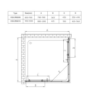 Душевой уголок Vincea Rapid VSS-3R90/10CL 90/100x90/100 см