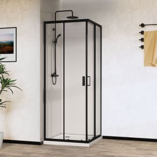 Душевой уголок Vincea City VSS-5CT9010CLB, 1000*900, черный, стекло прозрачное