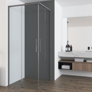 Душевой уголок Vincea Ultima VSS-7UL9090CLGM, 900*900, вороненая сталь, стекло прозрачное