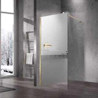 Душевая перегородка Vincea Walk-In VSW-1H900MRG, 900*2000, матовый золотой, стекло зеркальное