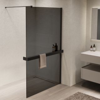 Душевая перегородка Vincea Walk-In VSW-1HR100CGB, 1000*2000, черный, стекло тонированное