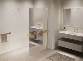 Душевая перегородка Vincea Walk-In VSW-1HR100MRG, 1000*2000, матовый золотой, стекло зеркальное