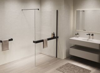 Душевая перегородка Vincea Walk-In VSW-1HR110CLB, 1100*2000, черный, стекло прозрачное