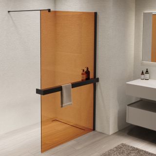 Душевая перегородка Vincea Walk-In VSW-1HR900GSB, 900*2000, черный, стекло янтарь