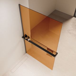 Душевая перегородка Vincea Walk-In VSW-1HR900GSGM, 900*2000, вороненая сталь, стекло янтарь