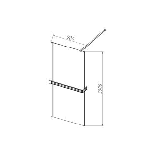 Душевая перегородка Vincea Walk-In HR VSW-4HR900CLB, 900*2000, черный, стекло прозрачное