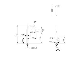 Смеситель для кухни Wonzon & Woghand WW-A21252-MB с выдвижным изливом чёрный матовый