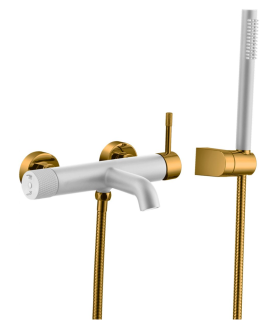 Смеситель для ванны Boheme Uno 463-WG белый/золото